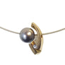 18k Estate Designer Tahitian Pearl Diamond Steel Cable Necklace - Joseph Diamonds