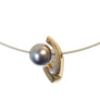 18k Estate Designer Tahitian Pearl Diamond Steel Cable Necklace - Joseph Diamonds