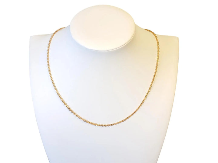 18k Rose Gold Link Necklace Diamond Cut Japanese Estate Designer - Joseph Diamonds