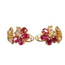 18k Yellow Gold Flower Earrings with VS Diamonds and Oval Rubies - Joseph Diamonds