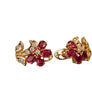 18k Yellow Gold Flower Earrings with VS Diamonds and Oval Rubies - Joseph Diamonds
