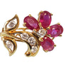 18k Yellow Gold Flower Earrings with VS Diamonds and Oval Rubies - Joseph Diamonds
