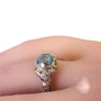 Antique Art Deco 18k white gold Filigree Ring with 7.5mm Blue Zircon - Joseph Diamonds