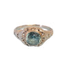 Antique Art Deco 18k white gold Filigree Ring with 7.5mm Blue Zircon - Joseph Diamonds