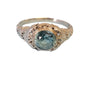 Antique Art Deco 18k white gold Filigree Ring with 7.5mm Blue Zircon - Joseph Diamonds
