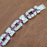 Art Deco Diamond Platinum Bracelet 9tcw old Euro VS Diamonds and Rubies Original - Joseph Diamonds