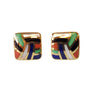 Asch Grossbardt Earrings 14k Yellow Gold Multi-Stone Inlay Design - Joseph Diamonds