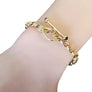 Estate 14k Toggle Bracelet Yellow Gold Link Chain with Heart Lock - Joseph Diamonds