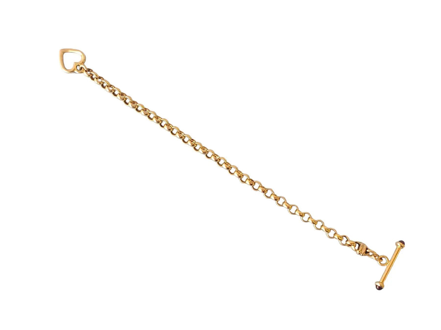 Estate 14k Toggle Bracelet Yellow Gold Link Chain with Heart Lock - Joseph Diamonds