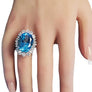 Estate 14k Topaz 3tcw Diamond Cocktail Ring Big Blue Oval