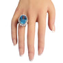 Estate 14k Topaz 3tcw Diamond Cocktail Ring Big Blue Oval