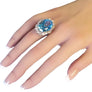 Estate 14k Topaz 3tcw Diamond Cocktail Ring Big Blue Oval