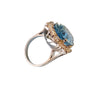 Estate 14k Topaz 3tcw Diamond Cocktail Ring Big Blue Oval