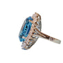 Estate 14k Topaz 3tcw Diamond Cocktail Ring Big Blue Oval