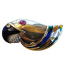 Estate 18k Yellow Gold Diamond Brooch Pin Bird Enamel Rubies - Joseph Diamonds