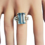 Estate Aquamarine Emerald Cut Diamond Ring 14k Yellow Gold - Joseph Diamonds