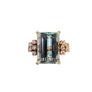 Estate Aquamarine Emerald Cut Diamond Ring 14k Yellow Gold - Joseph Diamonds