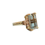 Estate Aquamarine Emerald Cut Diamond Ring 14k Yellow Gold - Joseph Diamonds