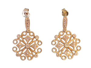 Estate Designer Earrings 18k Yellow Gold with White VS Diamonds - Joseph Diamonds
