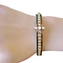 Estate Vintage Bracelet 14k Yellow Gold and Diamonds Black Enamel Mid Century - Joseph Diamonds