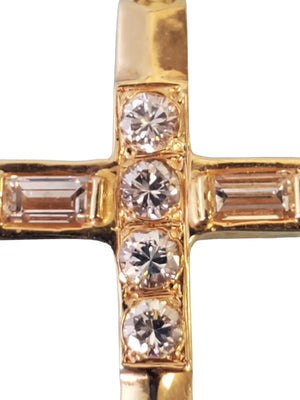 Estate Vintage Cross Pendant 14k Yellow Gold and White VS Diamonds - Joseph Diamonds