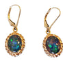 Estate Vintage Oval Black Opal Drop Earrings 14k Yellow Gold Doublets - Joseph Diamonds