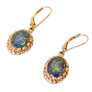 Estate Vintage Oval Black Opal Drop Earrings 14k Yellow Gold Doublets - Joseph Diamonds