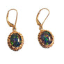 Estate Vintage Oval Black Opal Drop Earrings 14k Yellow Gold Doublets - Joseph Diamonds