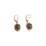 Estate Vintage Oval Black Opal Drop Earrings 14k Yellow Gold Doublets - Joseph Diamonds