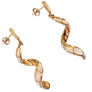 Estate White Opal Inlay Spiral Drop Earrings 14k Yellow Gold - Joseph Diamonds