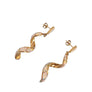 Estate White Opal Inlay Spiral Drop Earrings 14k Yellow Gold - Joseph Diamonds