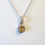 Estate Yellow Oval Sapphire and Diamond Necklace White Gold Pendant Link Chain - Joseph Diamonds