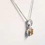 Estate Yellow Oval Sapphire and Diamond Necklace White Gold Pendant Link Chain - Joseph Diamonds