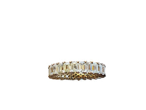 Eternity Diamond Band, Ring 18k yellow gold 6.09tcw VS Light Yellow Emerald Cuts - Joseph Diamonds