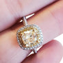 Fancy Yellow Diamond Ring 2tcw 18k White Gold Ring 1.41ct cushion Diamond Center - Joseph Diamonds