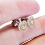 Fancy Yellow Heart Shape 18k White Gold Diamond Designer Diamond Earrings - Joseph Diamonds