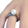 John Hardy Pearl Ring Sterling Silver 18k Yellow Gold Dot Pattern Design - Joseph Diamonds