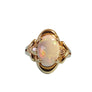Opal 14k yellow gold diamond ring designer large white opal center diamond band - Joseph Diamonds