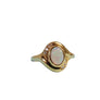 Opal 18k yellow gold ring designer bezel set white opal designer band - Joseph Diamonds