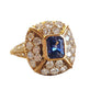 Estate Sapphire and Diamond 18k Yellow Gold Ring Colorless VS Diamonds