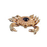 Vintage Crab Slide Pendant 14k Yellow Gold Diamonds and Blue Sapphire Cabochon