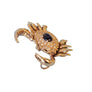 Vintage Crab Slide Pendant 14k Yellow Gold Diamonds and Blue Sapphire Cabochon