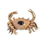 Vintage Crab Slide Pendant 14k Yellow Gold Diamonds and Blue Sapphire Cabochon
