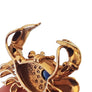 Vintage Crab Slide Pendant 14k Yellow Gold Diamonds and Blue Sapphire Cabochon