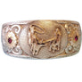 Vintage Gist Signed Sterling Cuff Bracelet Cowboy Motif with gold accents