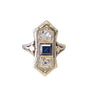 Art Deco 18k/14k Old Euro Diamond and Sapphire 3 Stone Ring .66tcw Diamonds