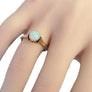 Vintage 14k Yellow Gold Round White Opal Crown Solitaire Engagement Ring