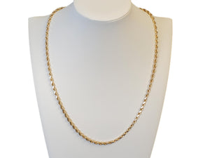 10K Yellow Gold Heavy Diamond Cut Rope Chain Necklace Very Well Made 22"