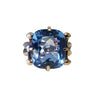 Vintage Antique Blue Cushion Gem Center Stone 10k Yellow Gold Ring