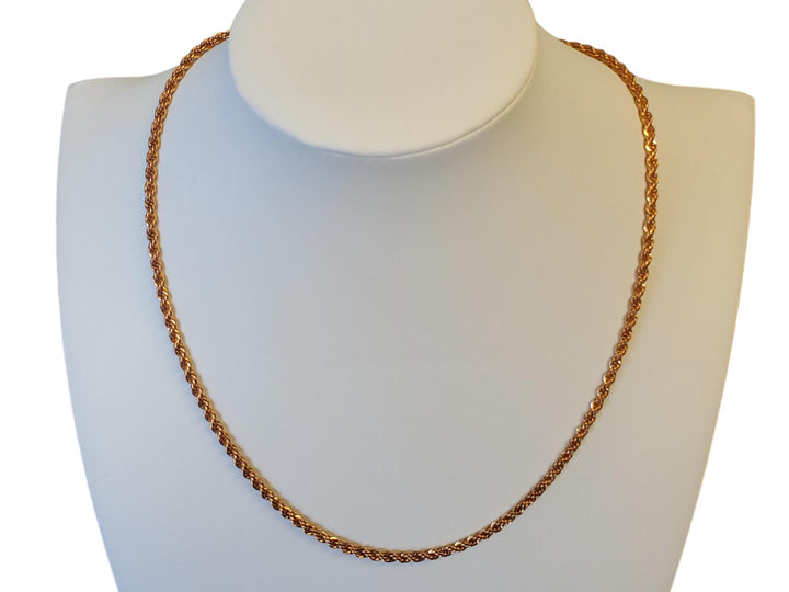 Vintage Stamped 14k Rose Gold Rope Chain 18" Necklace Unworn Condition